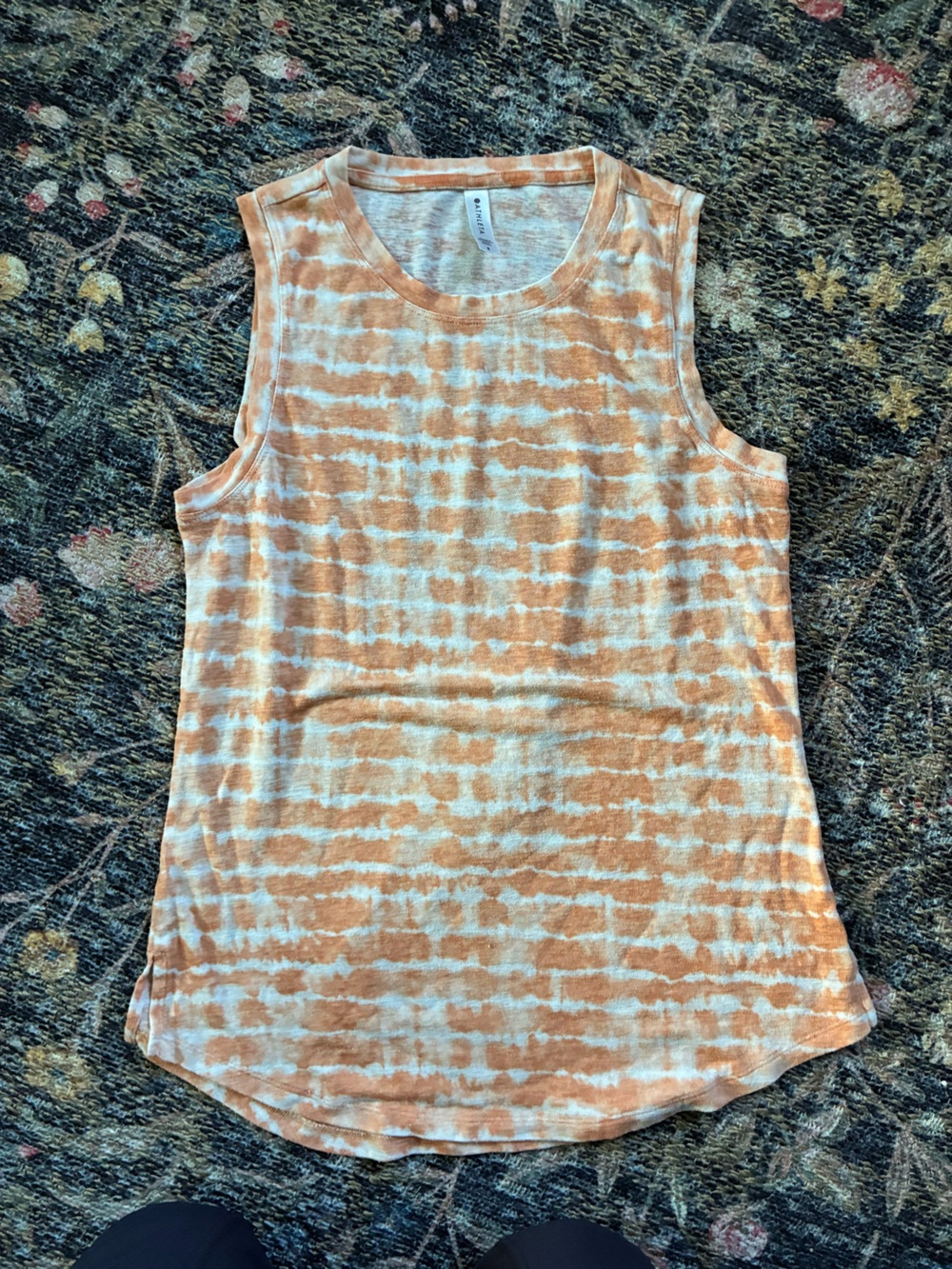 Athleta Orange and White Tie-Dye Sleeveless Tank